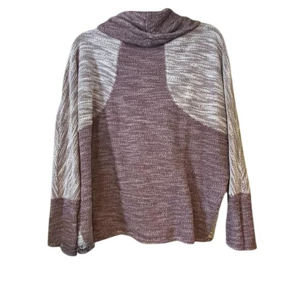 Taupe & Plum Marled Knit Cowl Neck Sweater Calvin Klein Cozy Layering - Picture 4 of 6